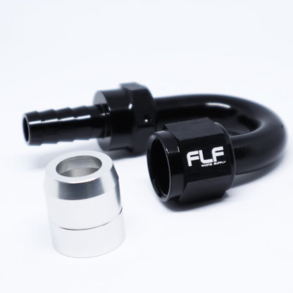 Crimp-On Swivel Hose End – 150 Degree AN