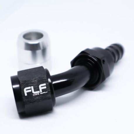 Crimp-On Swivel Hose End – 45 Degree AN