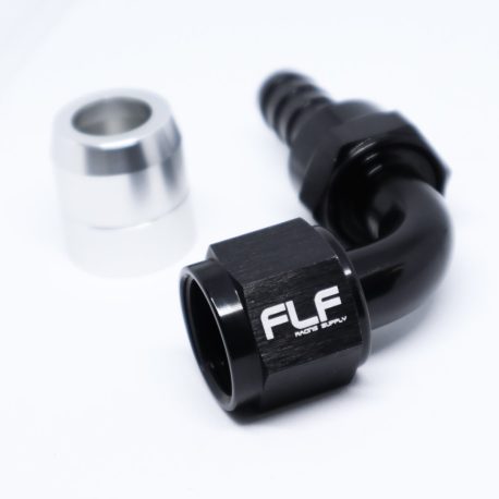 Crimp-On Swivel Hose End – 90 Degree AN